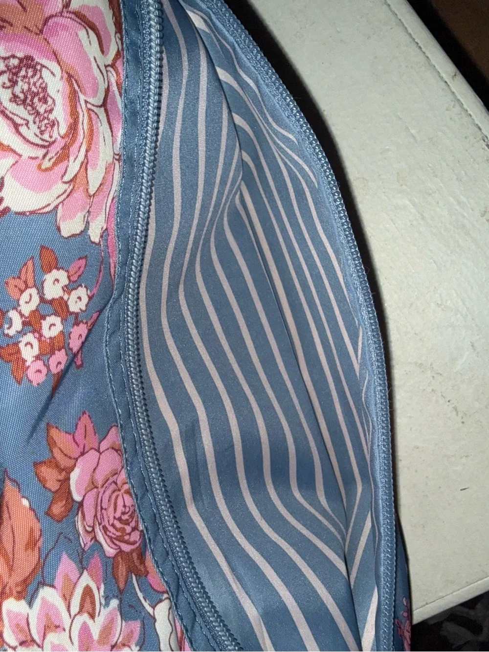 Matilda Jane Blue Floral Backpack with Pink Roses GUC